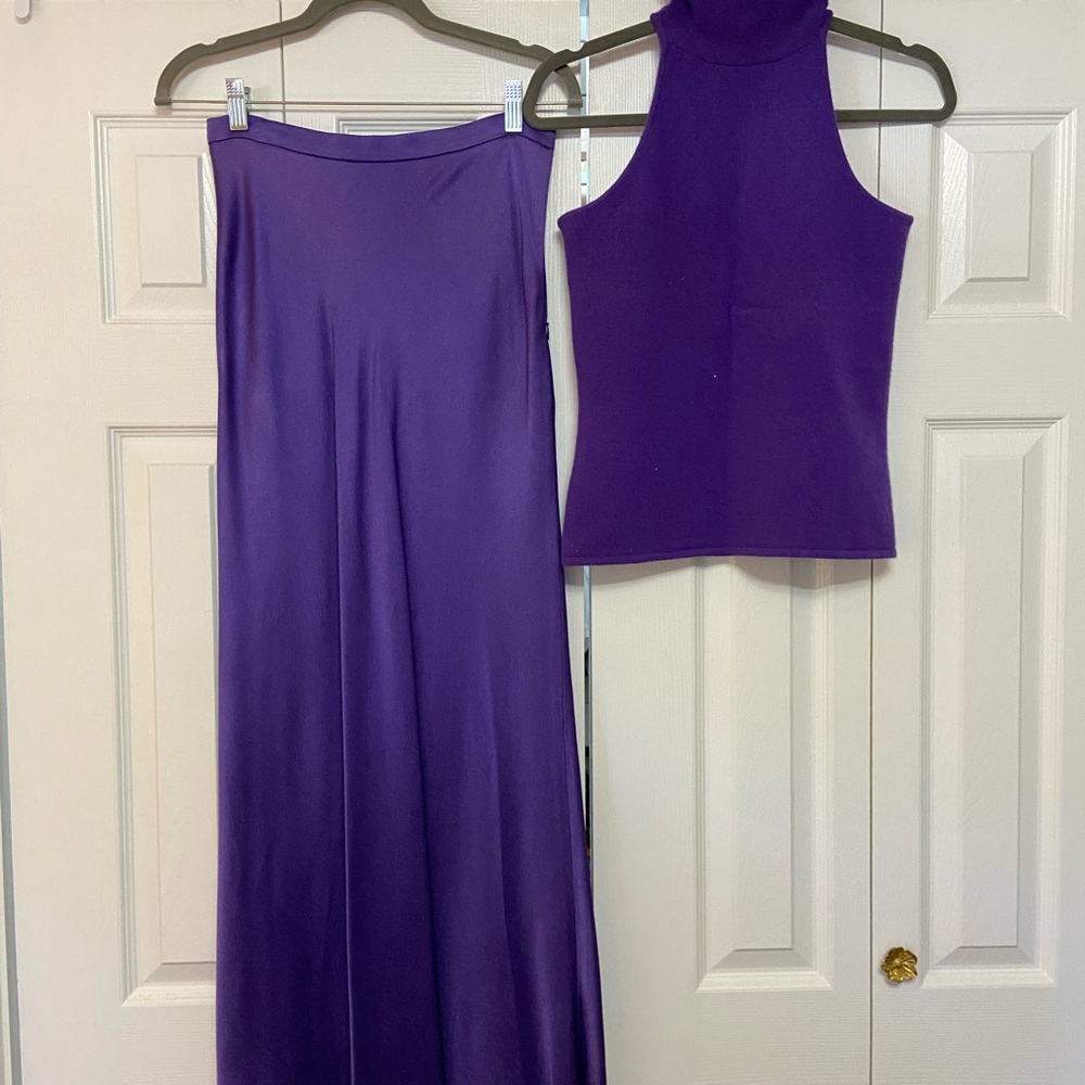 Max Mara 2 piece purple sleeveless sweater and long skirt